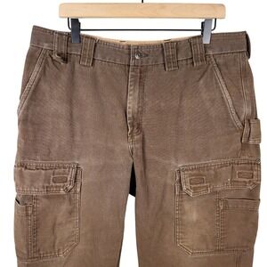 Duluth Trading Men's 38x32 Brown Cargo Relaxed‎ Fit Work Pants